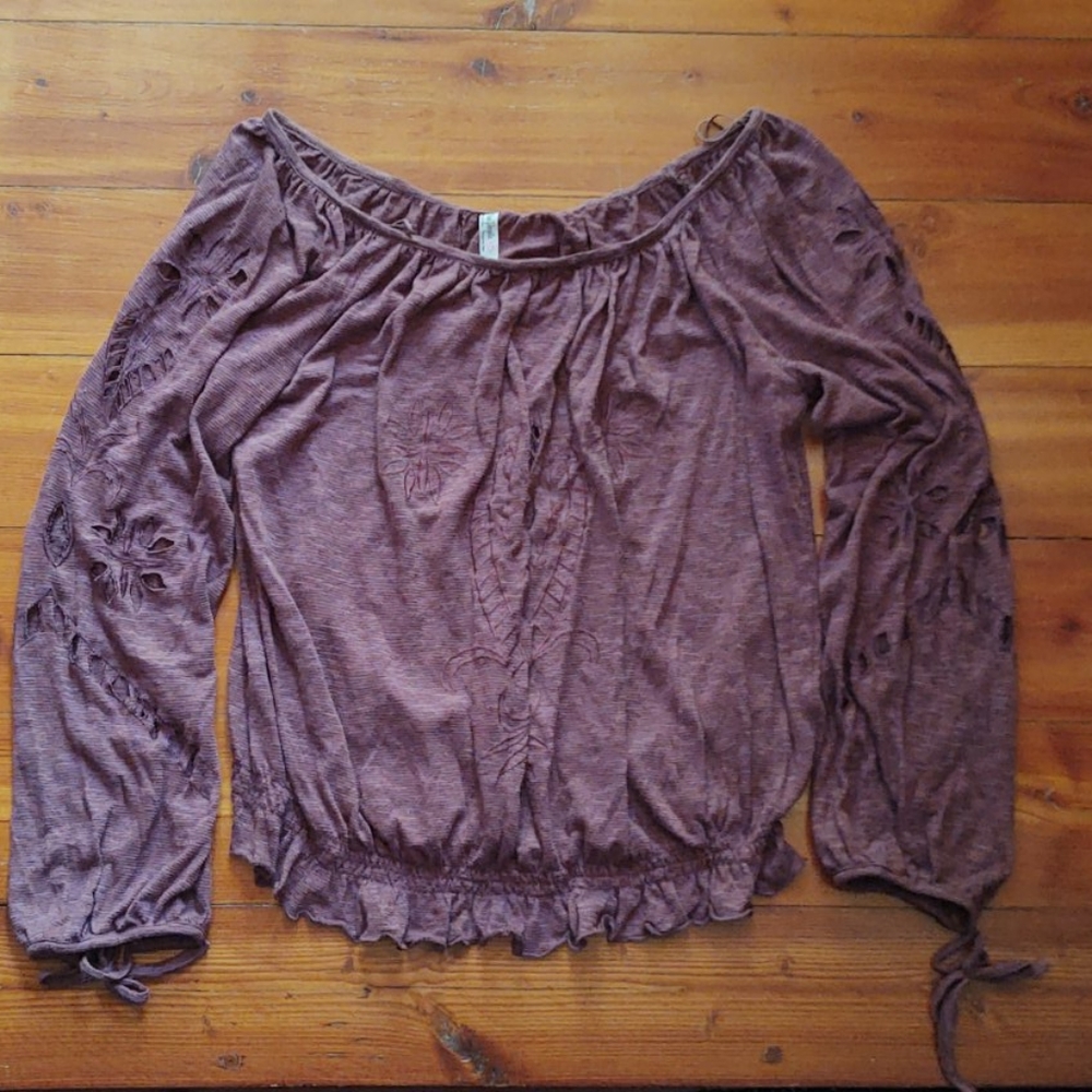Free people Pierced long sleeve plum airy top L